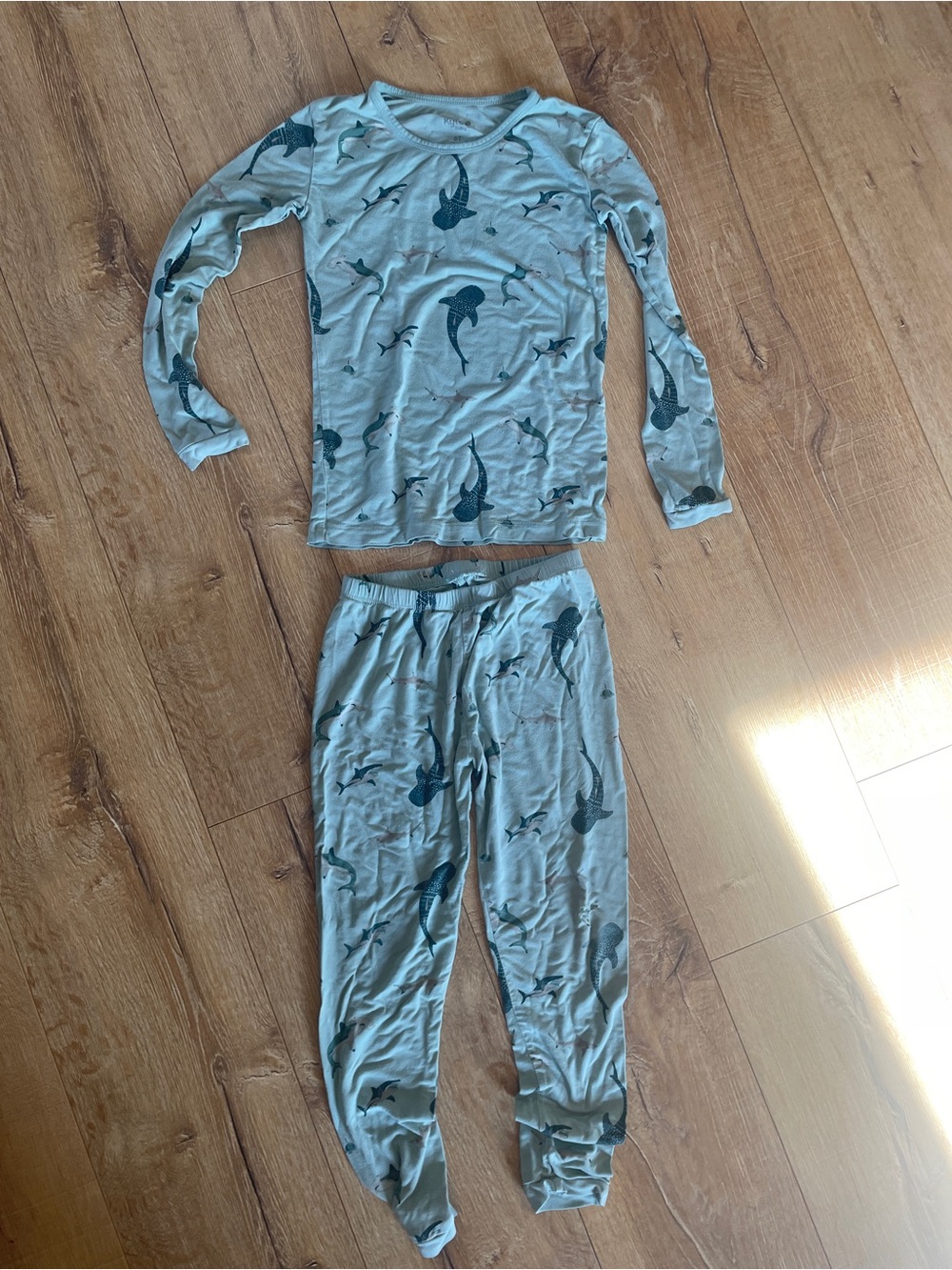 Kids Shark-Print Long Sleeve Pajama Set - Blue